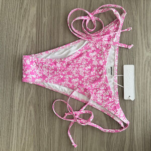 Women's Bright Pink & White Floral Melody Bikini Bottom M
